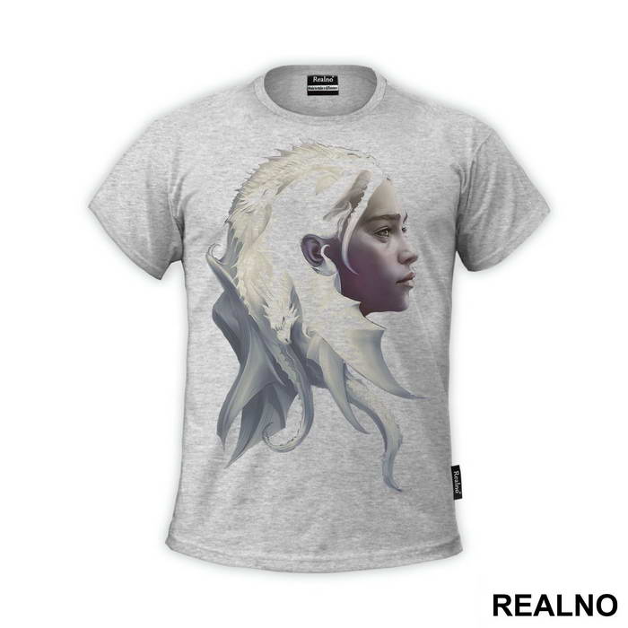 Daenerys Targaryen And Dragons - Grey - Game Of Thrones - GOT - Majica