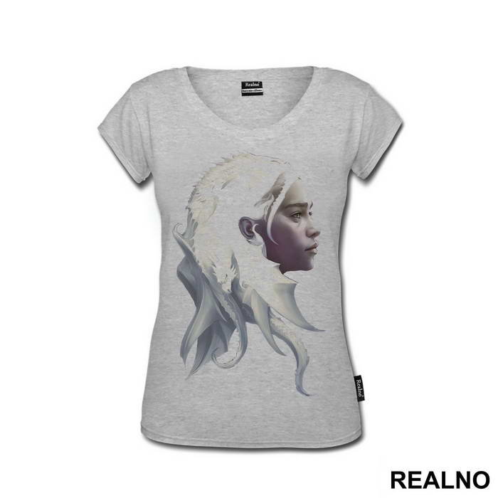 Daenerys Targaryen And Dragons - Grey - Game Of Thrones - GOT - Majica