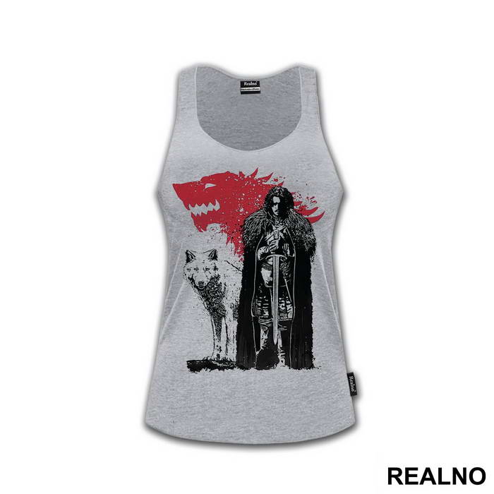 Jon Snow And Ghost - Red Dire Wolf - Game Of Thrones - GOT - Majica