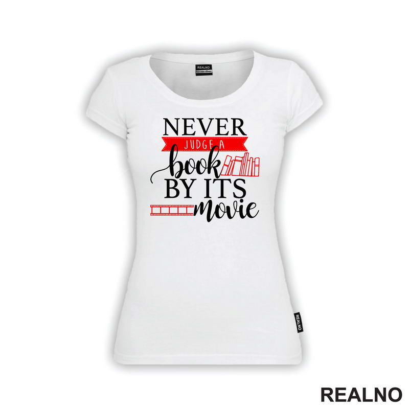 Never Judge A Book By It's Movie - Red And Black  - Books - Čitanje - Knjige - Majica