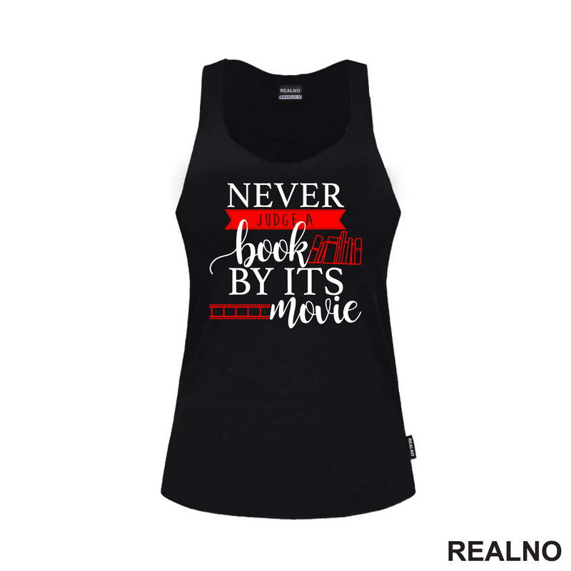 Never Judge A Book By It's Movie - Red And Black  - Books - Čitanje - Knjige - Majica