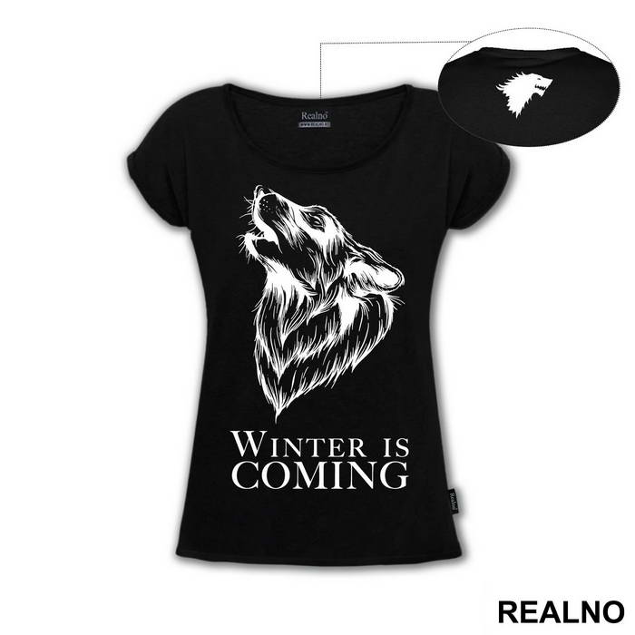 Winter Is Coming - White Dire Wolf - Game Of Thrones - GOT - Majica