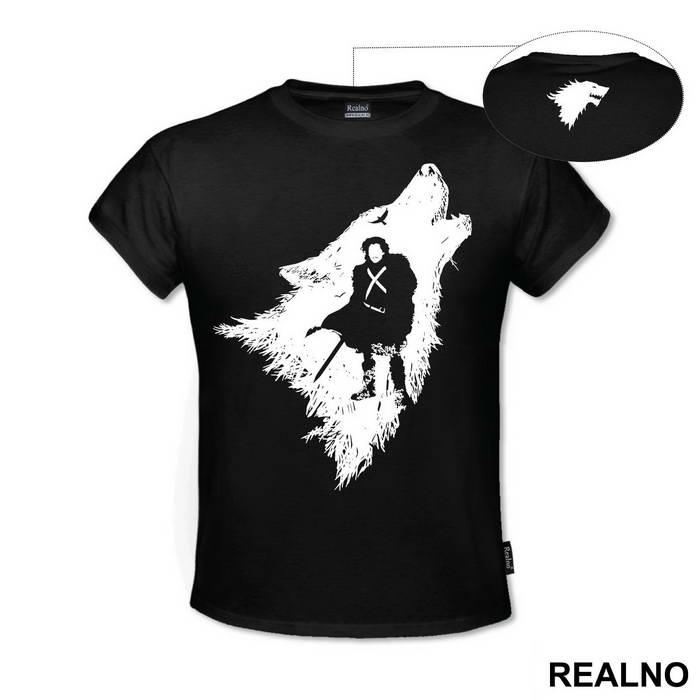 Jon Snow And Ghost - White Dire Wolf - Game Of Thrones - GOT - Majica