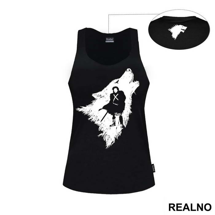 Jon Snow And Ghost - White Dire Wolf - Game Of Thrones - GOT - Majica