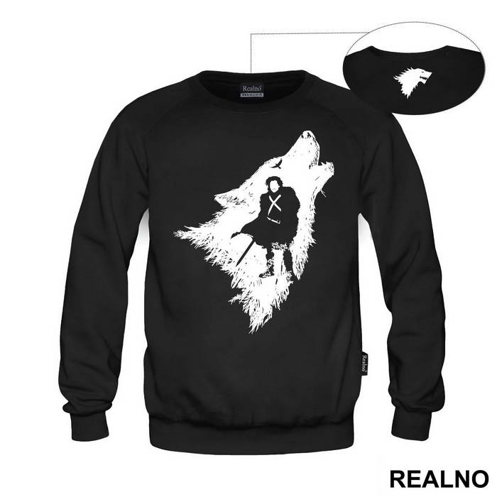 Jon Snow And Ghost - White Dire Wolf - Game Of Thrones - GOT - Majica