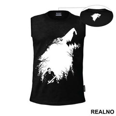 Jon Snow, Forest And Ghost - Shape Of A White Dire Wolf - Game Of Thrones - GOT - Majica