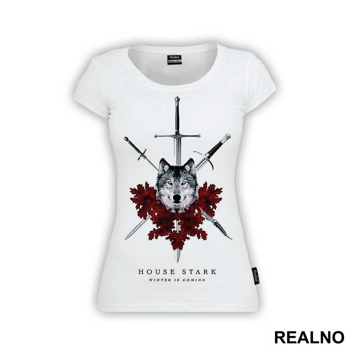 House Stark - Winter Is Coming - Wolf And Red Leafs - Game Of Thrones - GOT - Majica
