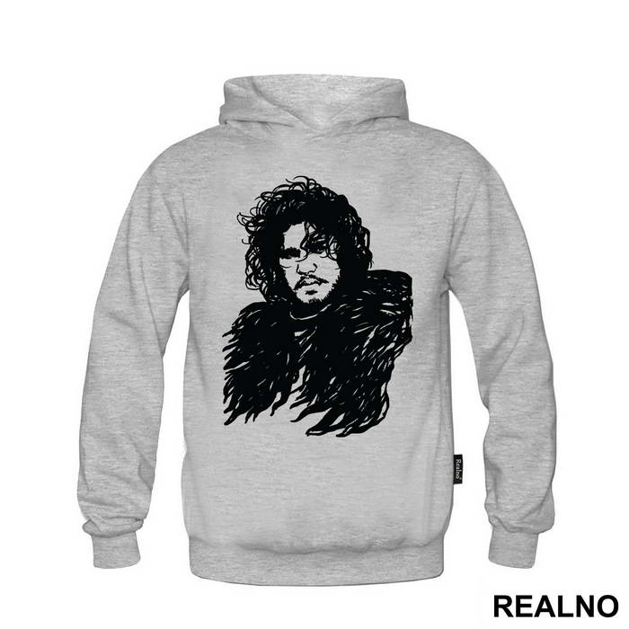 Jon Snow - Black Drawing - Game Of Thrones - GOT - Majica