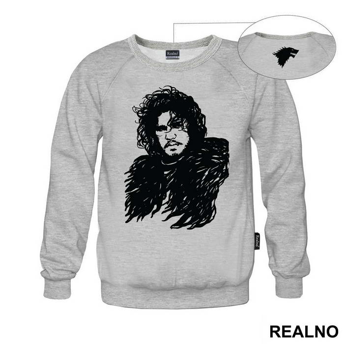 Jon Snow - Black Drawing - Game Of Thrones - GOT - Majica