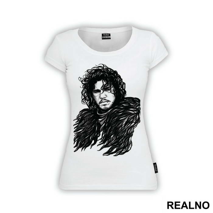 Jon Snow - Black Drawing - Game Of Thrones - GOT - Majica