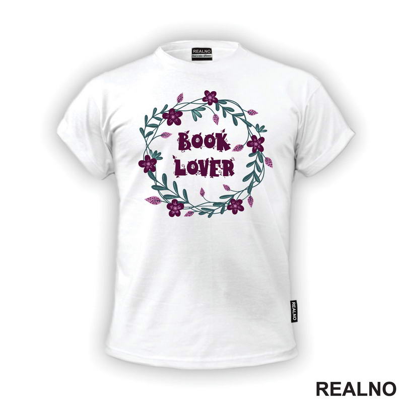 Book Lover - A Wreath Of Purple Flowers - Books - Čitanje - Knjige - Majica