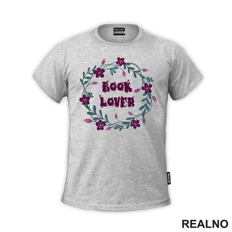 Book Lover - A Wreath Of Purple Flowers - Books - Čitanje - Knjige - Majica