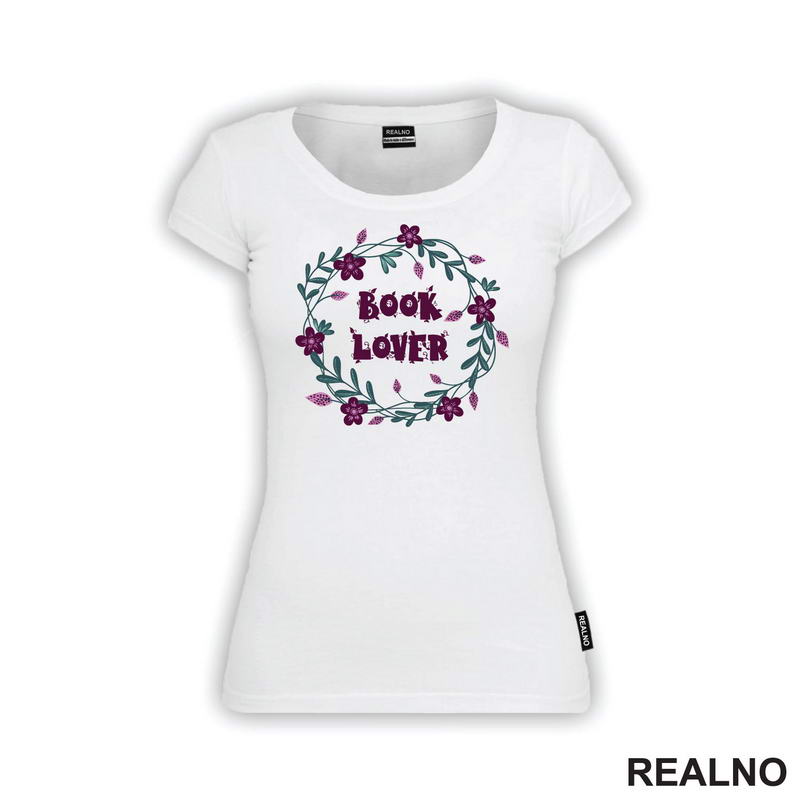 Book Lover - A Wreath Of Purple Flowers - Books - Čitanje - Knjige - Majica