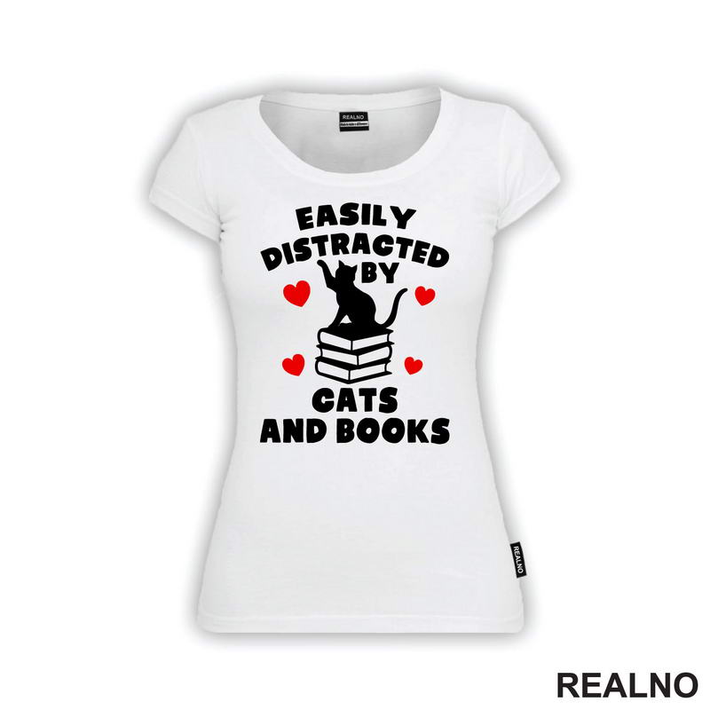 Easily Distracted By Cats And - Books - Čitanje - Knjige - Majica
