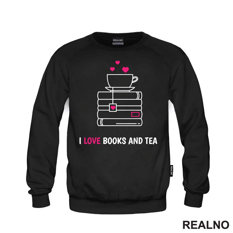 I Love Books And Tea - White And Pink - Books - Čitanje - Knjige - Majica
