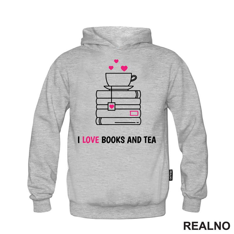 I Love Books And Tea - White And Pink - Books - Čitanje - Knjige - Majica