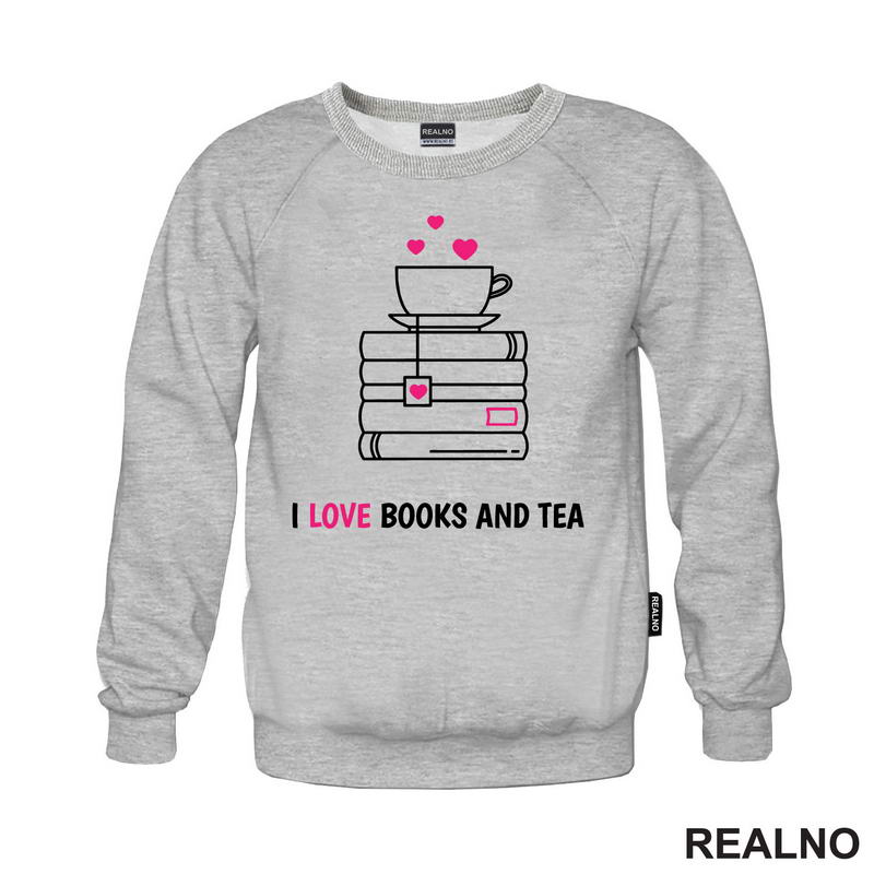 I Love Books And Tea - White And Pink - Books - Čitanje - Knjige - Majica