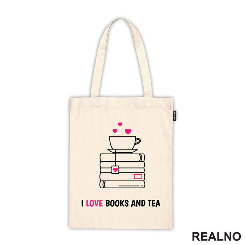 I Love Books And Tea - White And Pink - Books - Čitanje - Knjige - Majica