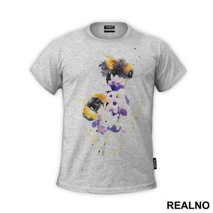 Bees And Purple Flowers - Art - Majica