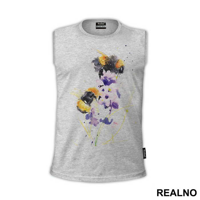 Bees And Purple Flowers - Art - Majica