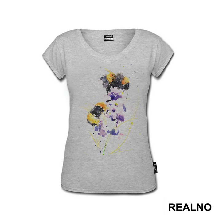 Bees And Purple Flowers - Art - Majica