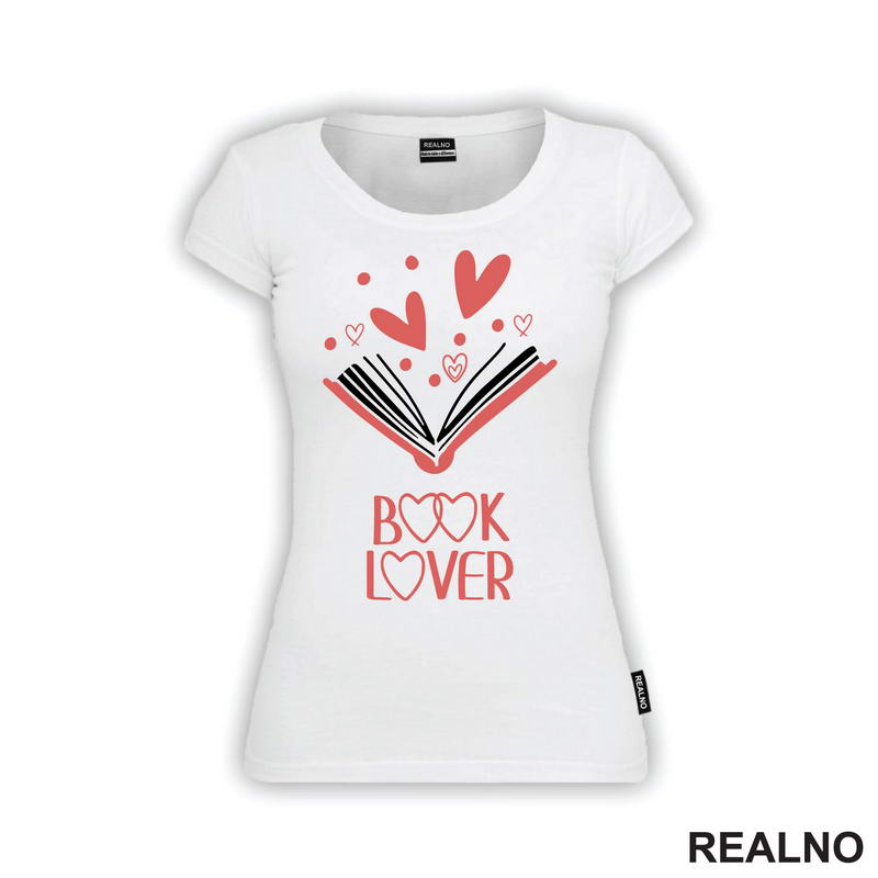 Book Lover - Pink Hearts - Books - Čitanje - Knjige - Majica