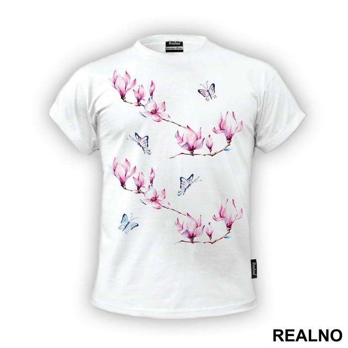 Magnolia And Butterflies - Art - Majica