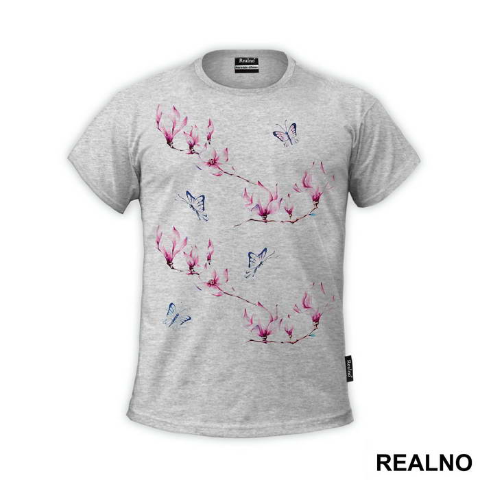 Magnolia And Butterflies - Art - Majica