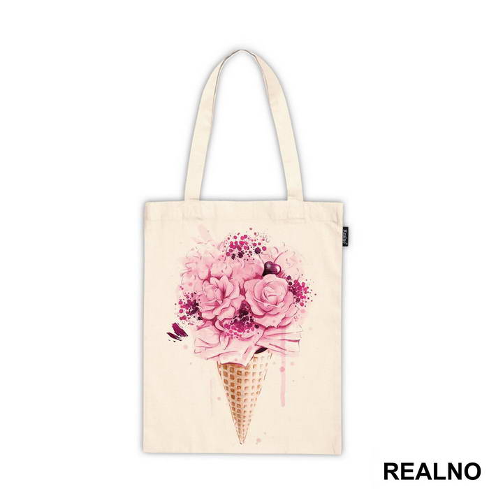 Pink Ice Cream With Flowers - Art - Majica