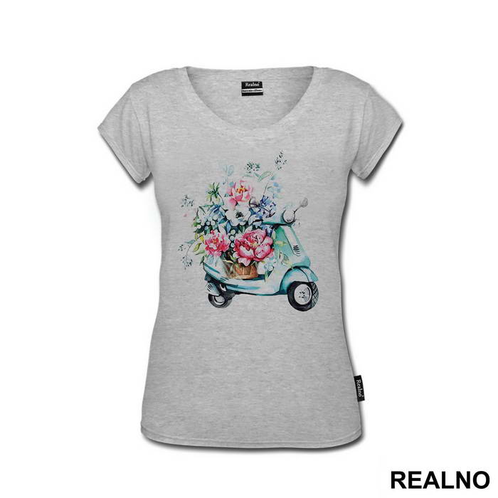 Flowers And Motorcycle - Art - Majica