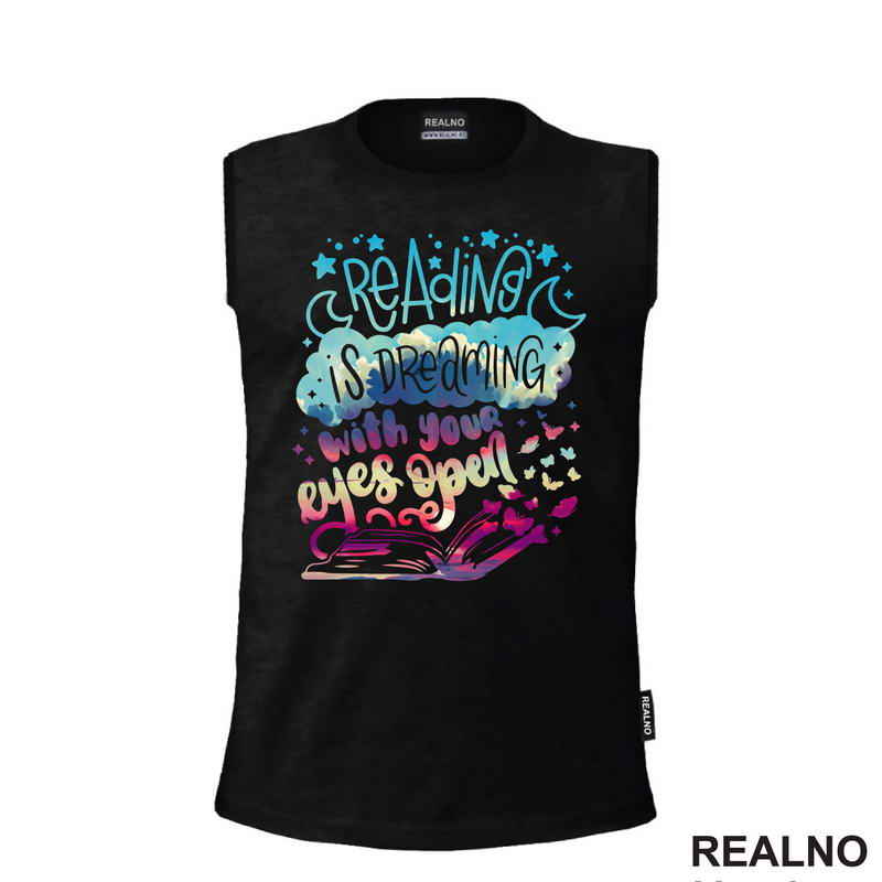 Reading Is Dreaming With Your Eyes Open - Stars - Colors - Books - Čitanje - Knjige - Majica