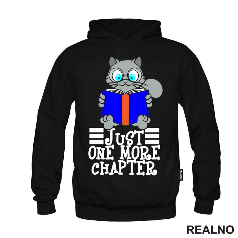 Just One More Chapter - Grey Cat Reading - Books - Čitanje - Knjige - Majica