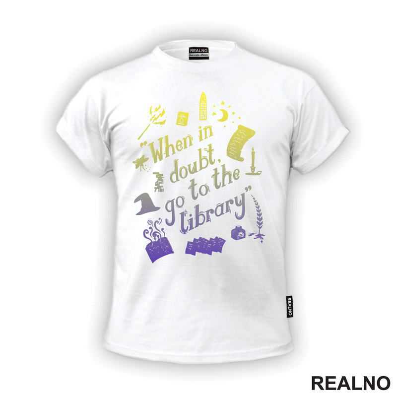 When In Doubt Go To The Library - Yellow And Purple - Books - Čitanje - Knjige - Majica