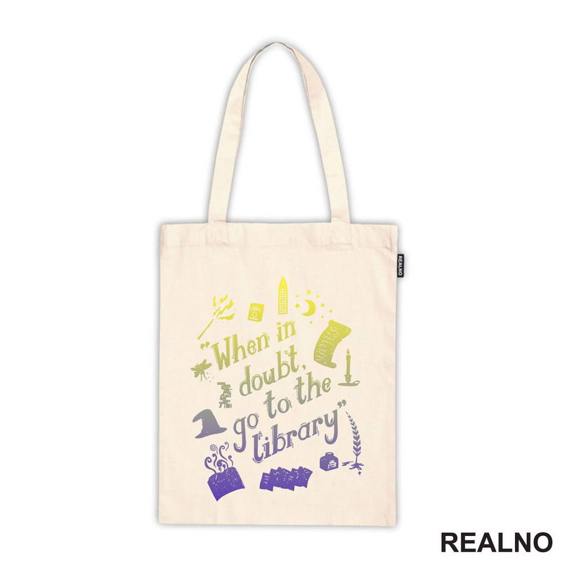 When In Doubt Go To The Library - Yellow And Purple - Books - Čitanje - Knjige - Majica