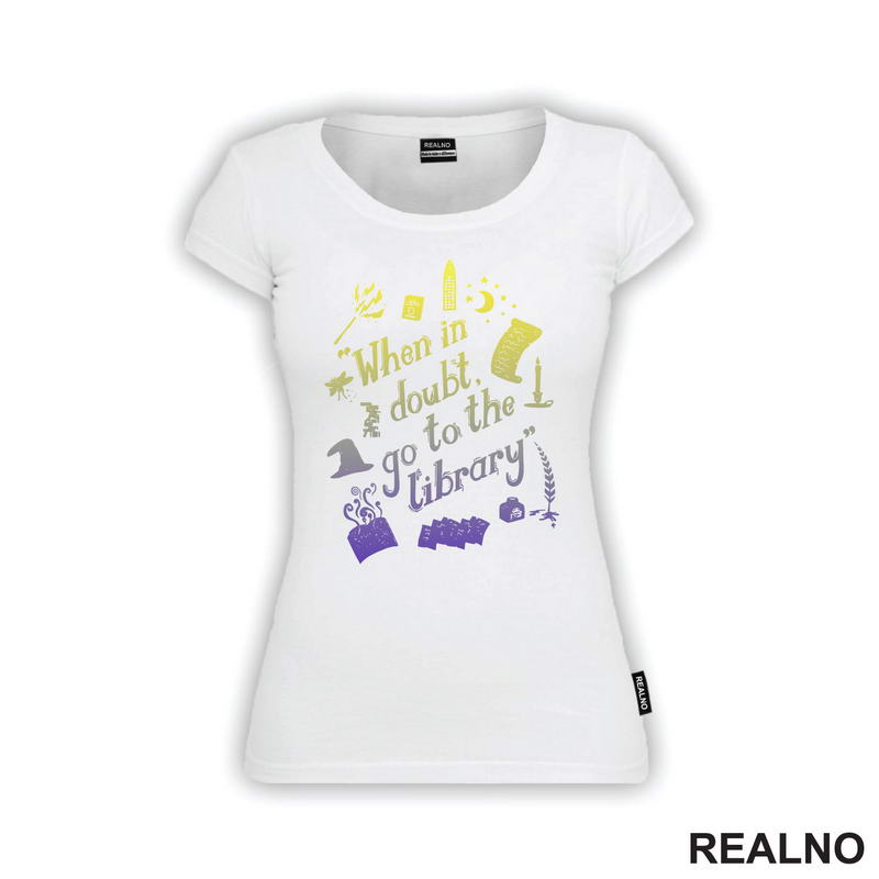 When In Doubt Go To The Library - Yellow And Purple - Books - Čitanje - Knjige - Majica