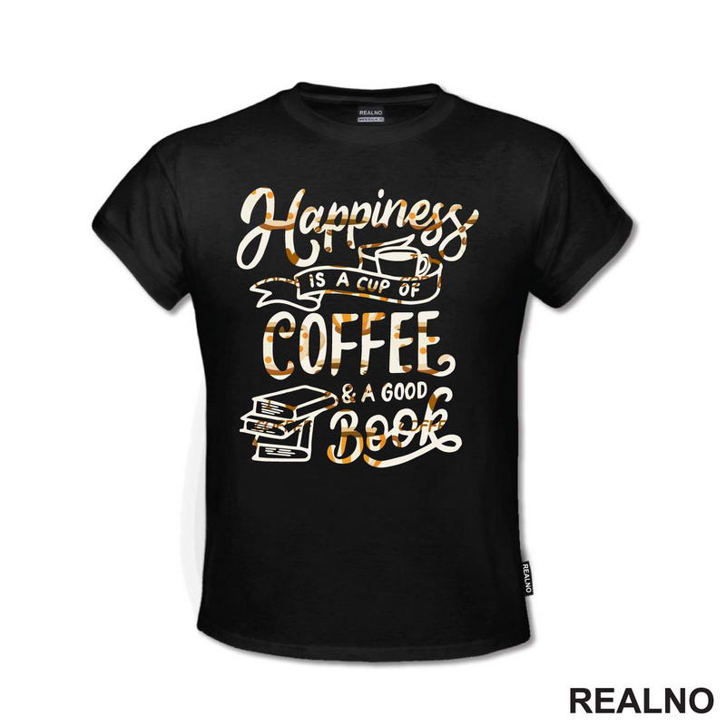 Happiness Is A Cup Of Coffee And A Good Book - Orange Beans - Books - Čitanje - Knjige - Majica