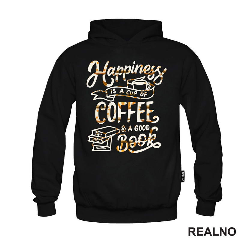Happiness Is A Cup Of Coffee And A Good Book - Orange Beans - Books - Čitanje - Knjige - Majica