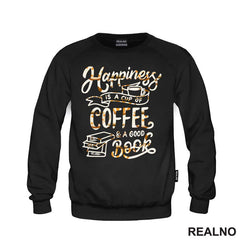 Happiness Is A Cup Of Coffee And A Good Book - Orange Beans - Books - Čitanje - Knjige - Majica
