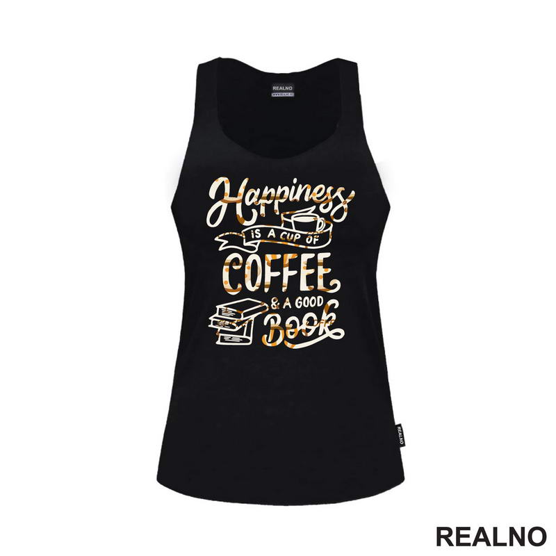 Happiness Is A Cup Of Coffee And A Good Book - Orange Beans - Books - Čitanje - Knjige - Majica