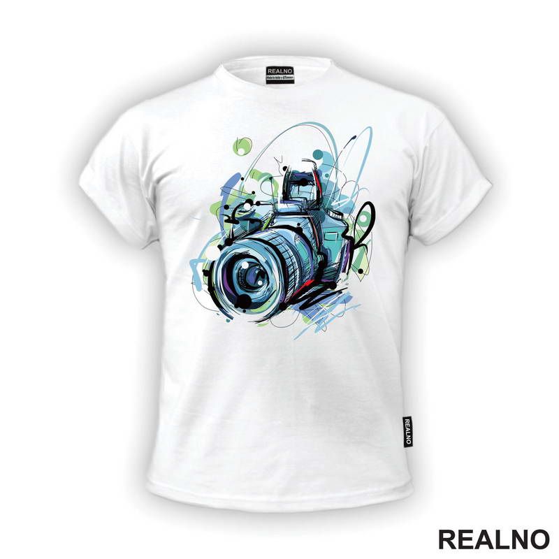 Blue Camera - Lines - Photography - Majica