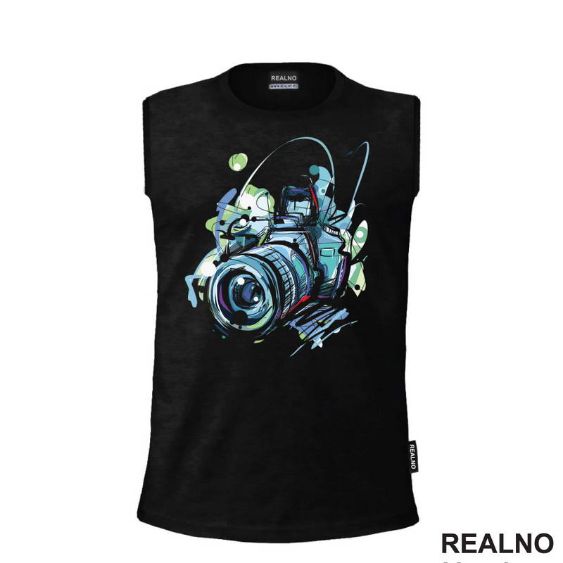 Blue Camera - Lines - Photography - Majica