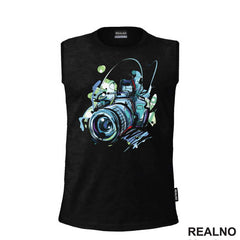 Blue Camera - Lines - Photography - Majica