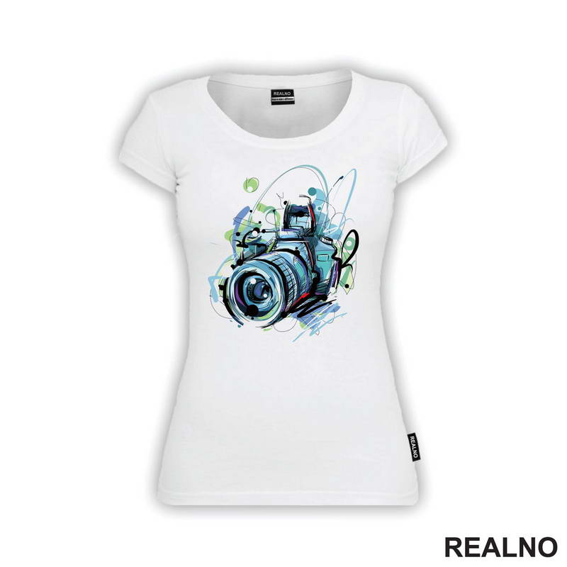 Blue Camera - Lines - Photography - Majica