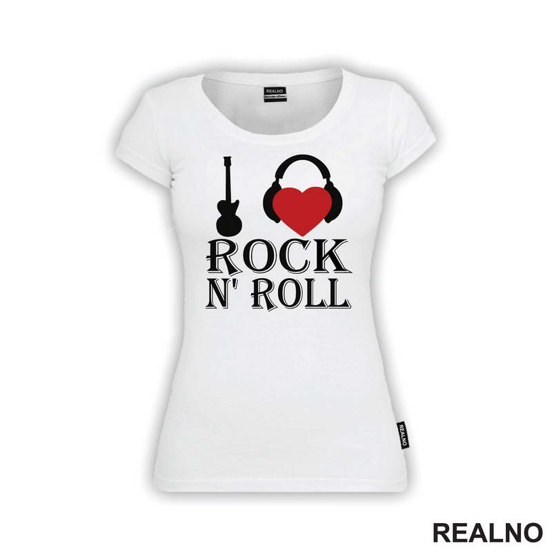I Love Rock N' Roll - Guitar And Headphones - Muzika - Majica