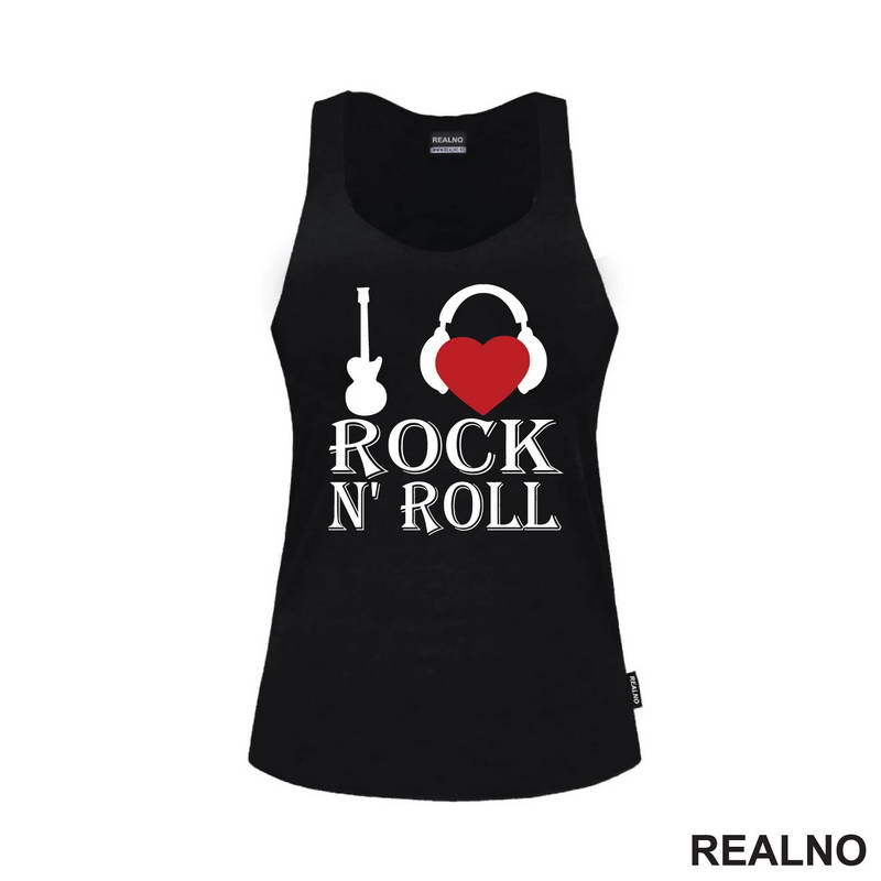 I Love Rock N' Roll - Guitar And Headphones - Muzika - Majica