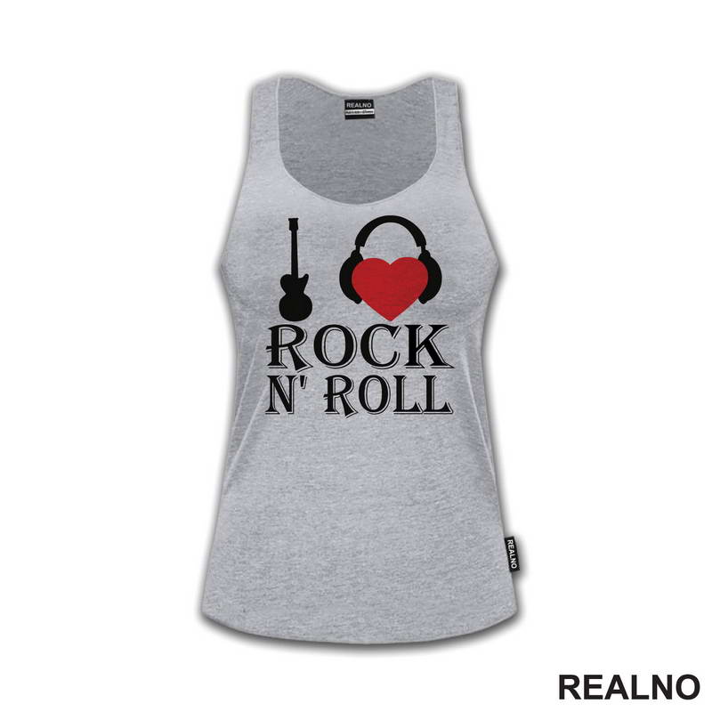 I Love Rock N' Roll - Guitar And Headphones - Muzika - Majica
