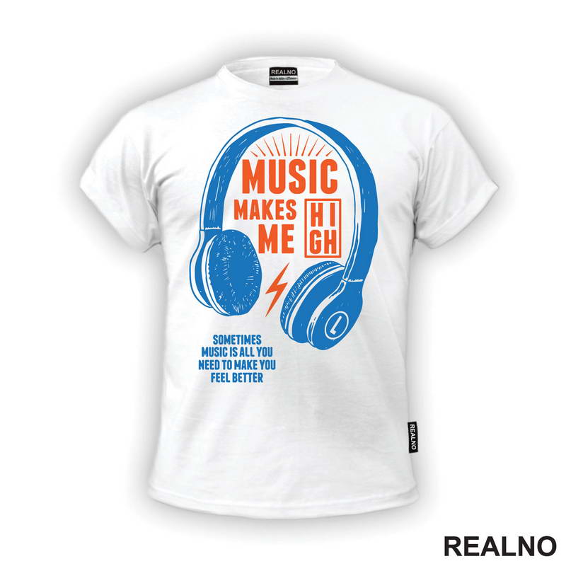 Music Makes Me High - Orange - Muzika - Majica