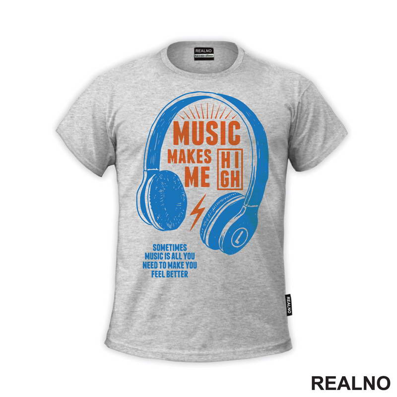 Music Makes Me High - Orange - Muzika - Majica
