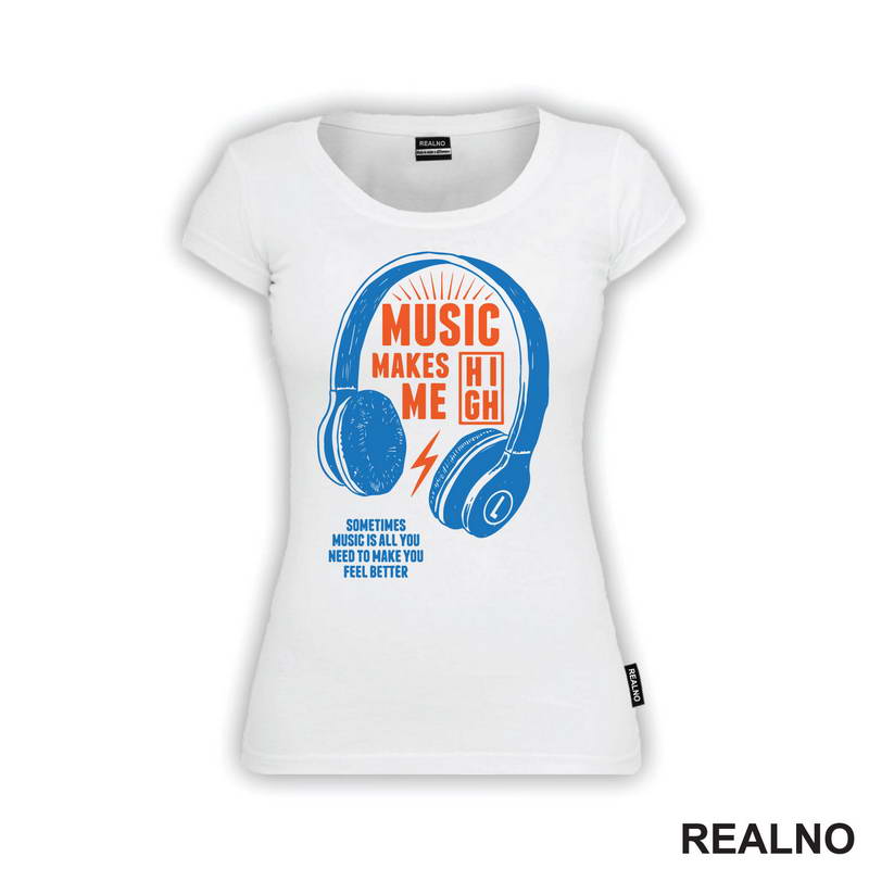 Music Makes Me High - Orange - Muzika - Majica