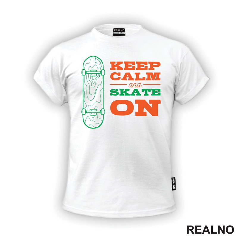 Keep Calm And Skate On - Orange - Sport - Majica